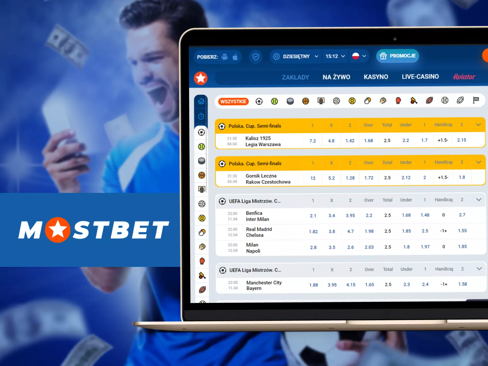 Oferta zakładów bukmacherskich Mostbet