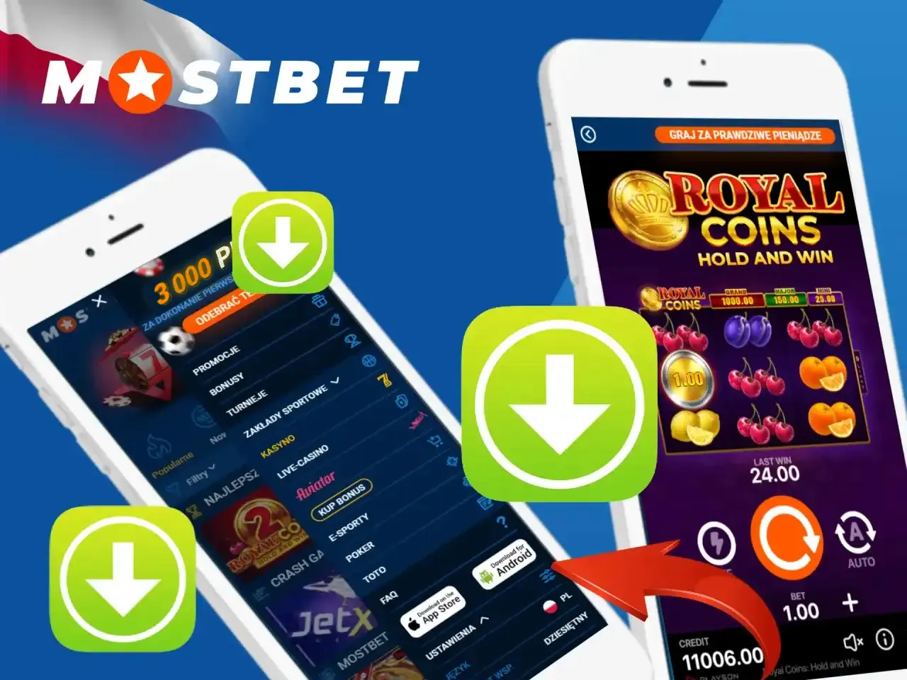 Pobierz grę Royal Coins w Mostbet na Androida i iOS