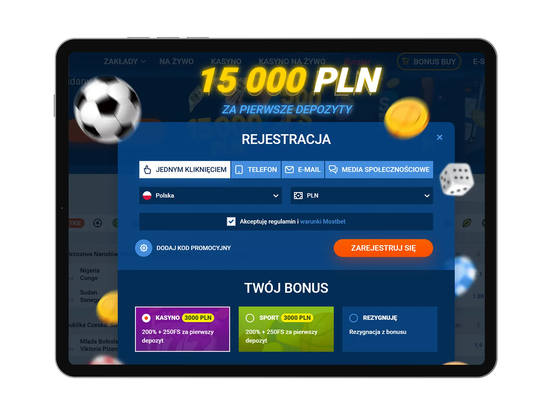 MostBet rejestracja